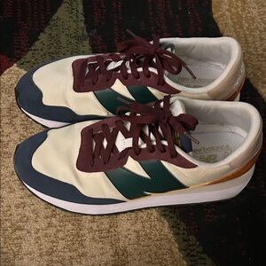 New Balance 237 Cream, Maroon  & Blue Sneakers with Green N